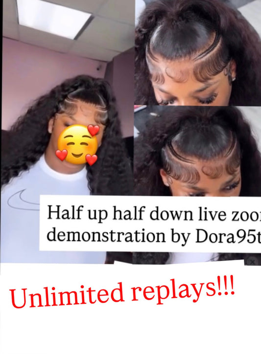 Curly wig half up half down demonstration start to finish ! Unlimited replays!!!
